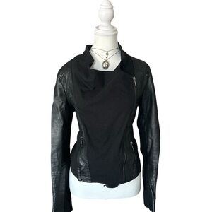 Y2K “No Excuse” Black Faux Leather Asymmetrical Style Biker Jacket